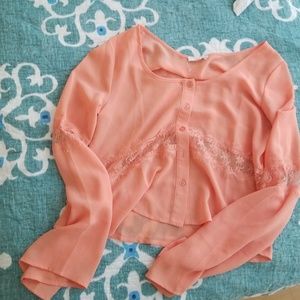 3/ $20 bundle deal! Sheer coral crop top